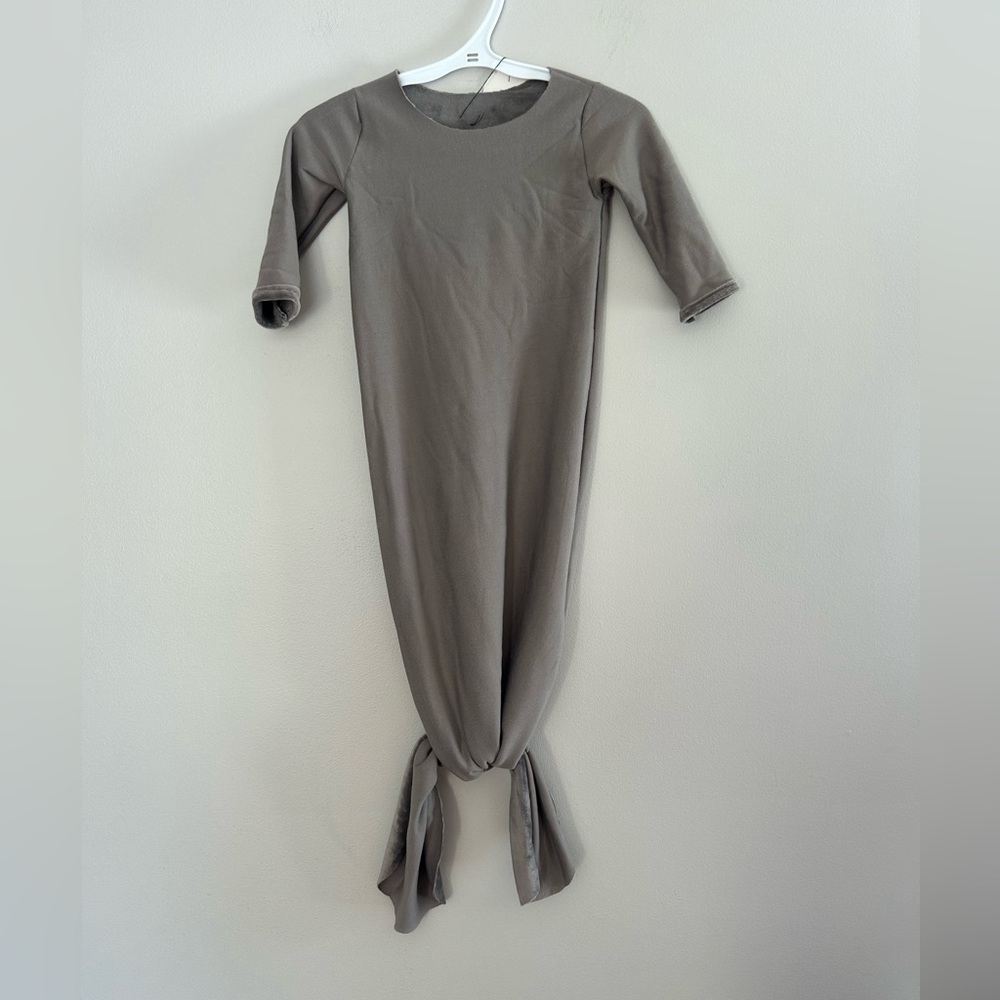 NEW handmade 0/6m grey fleece Knotted Baby Gown